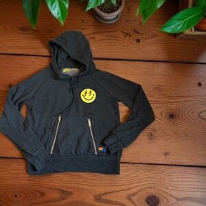 Aviator Nation Gray Sweater with Smiley Design